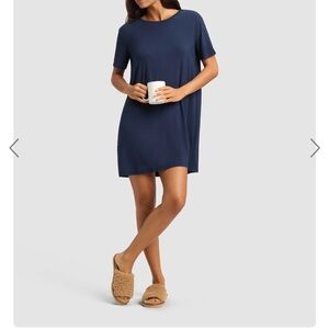 Cozy Earth Women’s Brushed Bamboo Mini Dress Navy Blue Sz S Soft Lounge Comfy